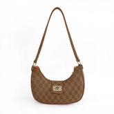 Arc Checkered Brown Shoulder Bag