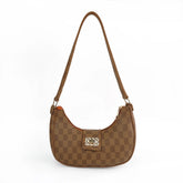 Arc Checkered Brown Shoulder Bag