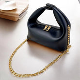Lyra Black Shoulder Bag with Gold Chain