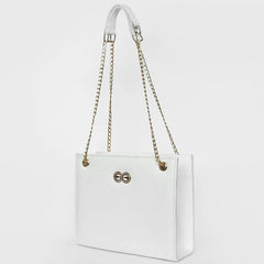 Bella White Croc Chain Bag