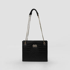 Bella Black Croc Chain Bag