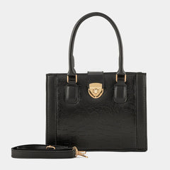 Empress Croc Texture Black Bag