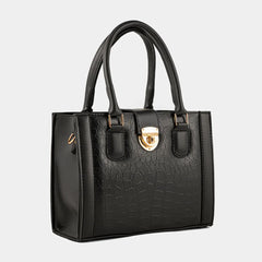 Empress Croc Texture Black Bag
