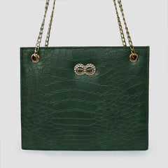 Bella Green Croc Chain Bag