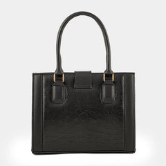 Empress Croc Texture Black Bag