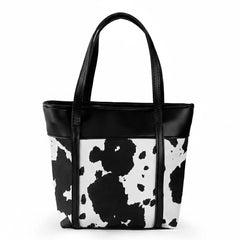 Premium Cow Texture Black Tote Bag