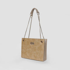 Bella Beige Croc Chain Bag