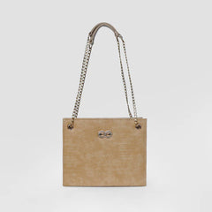 Bella Beige Croc Chain Bag