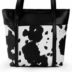 Premium Cow Texture Black Tote Bag
