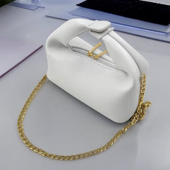 Lyra White Shoulder Bag with Gold Chain