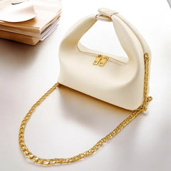 Lyra White Shoulder Bag with Gold Chain