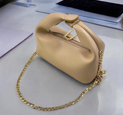 Lyra Beige Shoulder Bag with Gold Chain