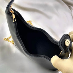 Lyra Black Shoulder Bag with Gold Chain