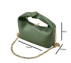 Lyra Green Shoulder Bag with Gold Chain